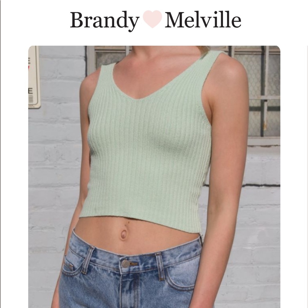 Cropped Knit Tank Top -Mint Green